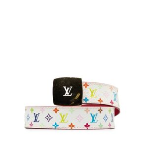 Pre-owned Louis Vuitton Monogram Multicolore LV Cut Reversible Belt White