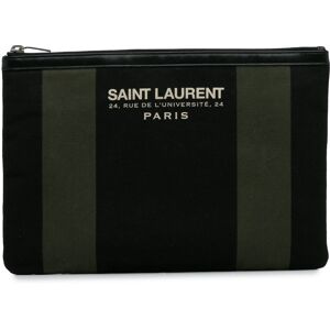 Pre-owned Saint Laurent Beach Zip Clutch Black