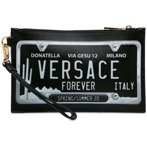 Pre-owned Versace License Plate Clutch Black