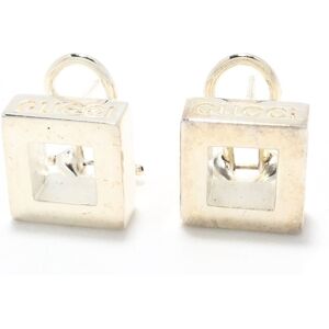 Pre-owned Gucci Square Metal Clip on Earrings Silver