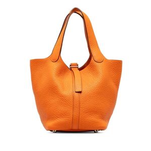 Pre-owned Hermes Clemence Picotin 18 Orange