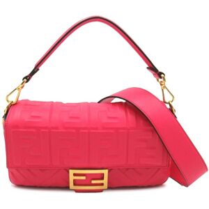 Pre-owned Fendi Medium Embossed Zucca Baguette Pink