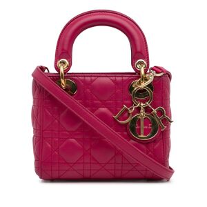 Christian Dior Pre-owned Dior Mini Lambskin Cannage Lady Dior Pink