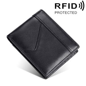 shopnbutik Stitching Leather Men Wallet RFID Anti-Theft Wallet(Black)