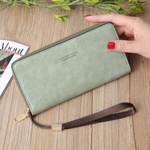 shopnbutik Scrub Long Wallet Lady Wallet Handbag Zipper Purse(Green)