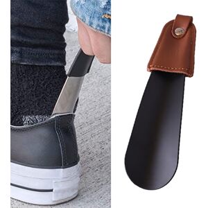 Shoppo Marte AD201 Portable Short Leather Shoehorn(Black)