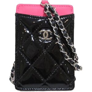 Pre-owned Chanel CC Quilted Patent Card Holder Black