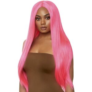 Vuxen Long Straight Center Part Wig Neon Pink