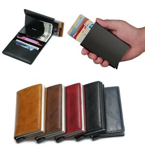 wallet Brun RFID Beskyttelse tegnebog kortholderen 5pcs Cards (Ægte læder) - Uden nøgle