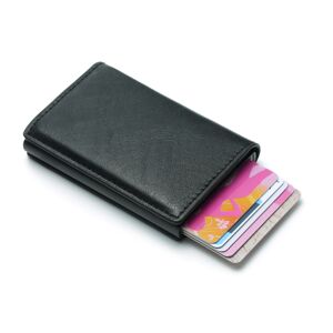 wallet Red- RFID Beskyttelse tegnebog kortholderen 5pcs Cards (Ægte læder) -Uden Button