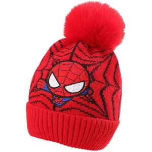 Børn Drenge Spiderman Beanie Hat Vinter Varm Pom Pom tyk strikket skihue Red