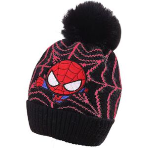 Børn Drenge Spiderman Beanie Hat Vinter Varm Pom Pom tyk strikket skihue Black