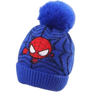 Børn Drenge Spiderman Beanie Hat Vinter Varm Pom Pom tyk strikket skihue Blue