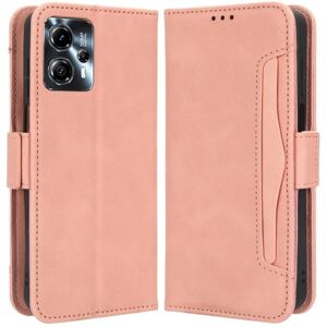 Generic Stilfuldt Læder Etui med Pung til Motorola Moto G23 / G13 - Lyse Pink