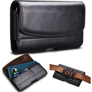 Generic Universal leather pouch with belt clip size: XXXL Black