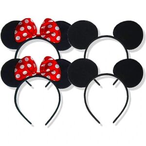 Sæt med 4 Mickey Mouse-ører Pandebånd Minnie Mouse-ører Damepige