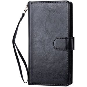 Leman iPhone 12 - Praktisk Robust 9-Card Wallet Case Svart