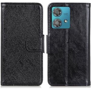 MTK Nappa Texture Split Wallet Stativbetræk til Motorola Moto G84 - Black