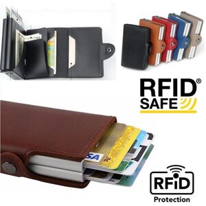 Dobbelt Anti-Theft Wallet RFID-NFC Sikker POP UP-kortholder - 12 kort Black - 12 cards