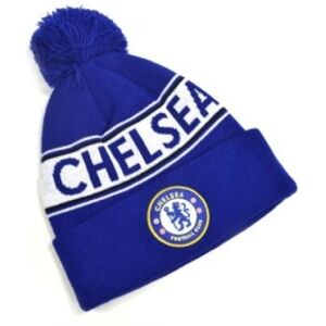 Chelsea FC Unisex strikket Bobble Cap til voksne One Size Blå/Hvid Blå/Hvid Blue/White One Size