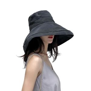 Solhat, solhat til kvinder Sommerhestehale sammenklappelig stråhat Upf 50+ UV-resistent hat, UV-beskyttelse med bred skygge til sportsstrandgolf (sort)