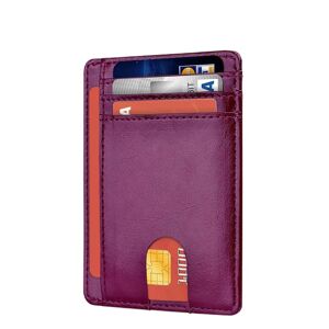 Kortholder til mænd Ægte læder RFID Anti-Theft Swipe-kortholder med AIRTAG-hul Purplish Red