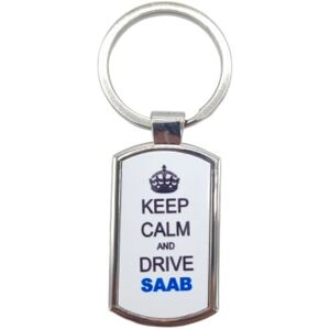 Hiprock Nøglering - Keep calm and drive SAAB Silver