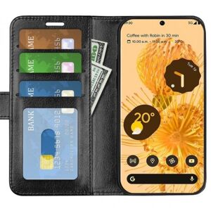 ExpressVaruhuset Google Pixel 6A Wallet Case PU-læder 4-LOMMES Black