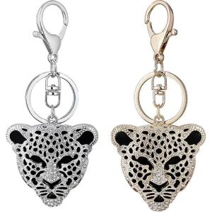 Creative Craft Lille gave Rhinestone Leopard Print nøglering, indlagt Leopard nøglering Bil Mode tilbehør Metal Dyre Pendant Lille gave (2 stk.