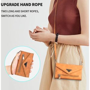 Læder Crossbody skulderrem Lynlås tegnebog Kompatibel Samsung Galaxy S23 Ultra/s23 Plus/s23 med kortholder Brown S23 Ultra