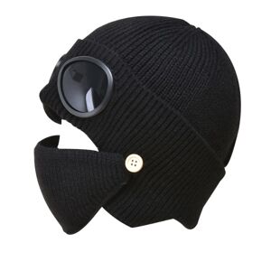 INF Strikket Beanie Hat med Goggles Mask Sort