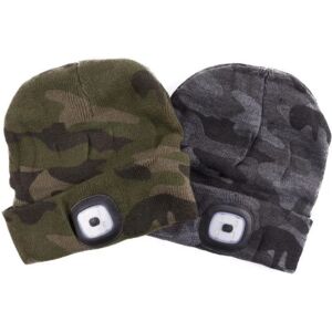 Mobil o Teknik Beanie med LED lys - Camouflage farve Green