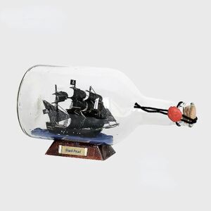 Lille sort perle (12 cm) Black Pearl Pirates Of The Caribbean Flaskeskib Glas Drivflaske Ønskeflaske Kreativ Håndværksgave Lille Ornament