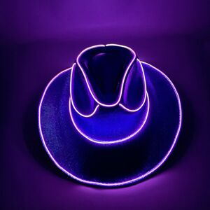 WINE Disco Luminous Cowboy Hat Glowing Light Bar Cap Purple