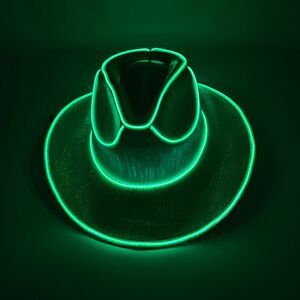 WINE Disco Luminous Cowboy Hat Glowing Light Bar Cap Green