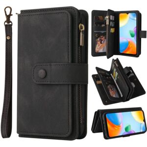 SKALO Xiaomi Redmi 10C Big Wallet 17-RUM Pungetui - Sort Black