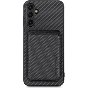 SKALO Samsung A54 5G Carbon Fiber Cover med kortholder - Sort Black