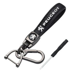 Læder bil nøglering sæt - Peugeot - Rejse Premium nøglering Clip Lanyard tilbehør Dekor gave, 1 stk.