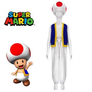 Voksne Super Mario Bros 2 Toad Cosplay Festkostume Toppe+bukser+hat Outfits Sæt Gaver S