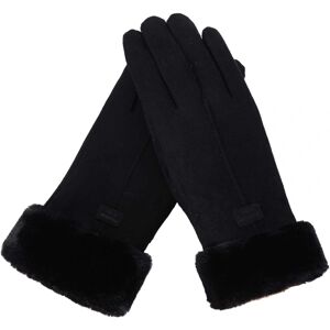 Dame Vinter Varme Handsker Touch Screen Ruskind Tykk Foring Vanter Lady Outdoor Glove sort