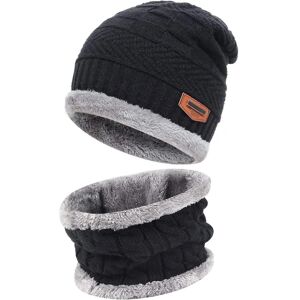 Herre Dame Vinter Beanie Hat Tørklæde Sæt Varm Strik Hat Tykt Fleece Foret Vinter Cap Halsvarmer Til Mænd Kvinder Child