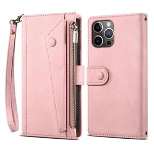 A-One Brand iPhone 14 Pro Pung Case Flap Lynlås Strap - Pink