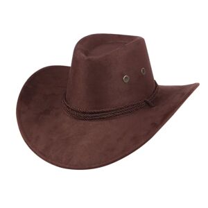 FLOWER LOST Western cowboyhat i imiteret filt til mænd Fedora udendørs hat med bred skygge med strop
