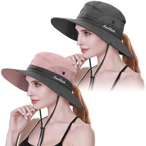 WATERBERST 2-pak dame hestehale solhat UV-beskyttelse Bucket Hats