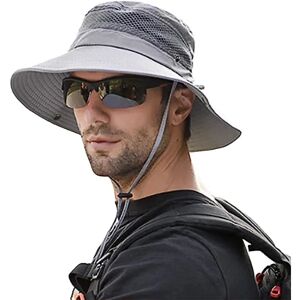 AUZHENCHEN Solhat herre UV beskyttelse safari hat sommer udendørs fiskerhat grå