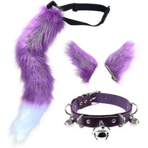 WATERBERST Hale og ører sæt, lang rævehale Cosplay imiteret pels Furry Fox Wolf Tail Kit-lilla