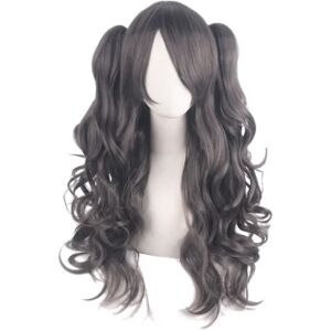 FMYSJ Lolita Long Curly Clip On Ponytails Cosplay Wig, Double Hestehale Tiger Clip Long Curly Wig (grå),wz-1351 (FMY)