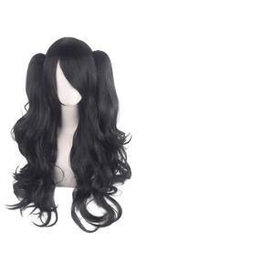 FMYSJ Lolita Long Curly Clip On Ponytails Cosplay Wig, Double Hestehale Tiger Clip Long Curly Wig (jet Black),wz-1348 (FMY)