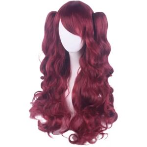 FMYSJ Lolita Long Curly Clip On Ponytails Cosplay Wig, Double Hestehale Tiger Clip Long Curly Wig (bronzerød),wz-1353 (FMY)