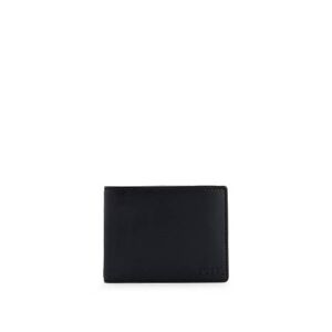 Leather trifold wallet with embossed logo and coin pocket